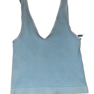 All in Motion Blue Ribbed Crop Tank Top